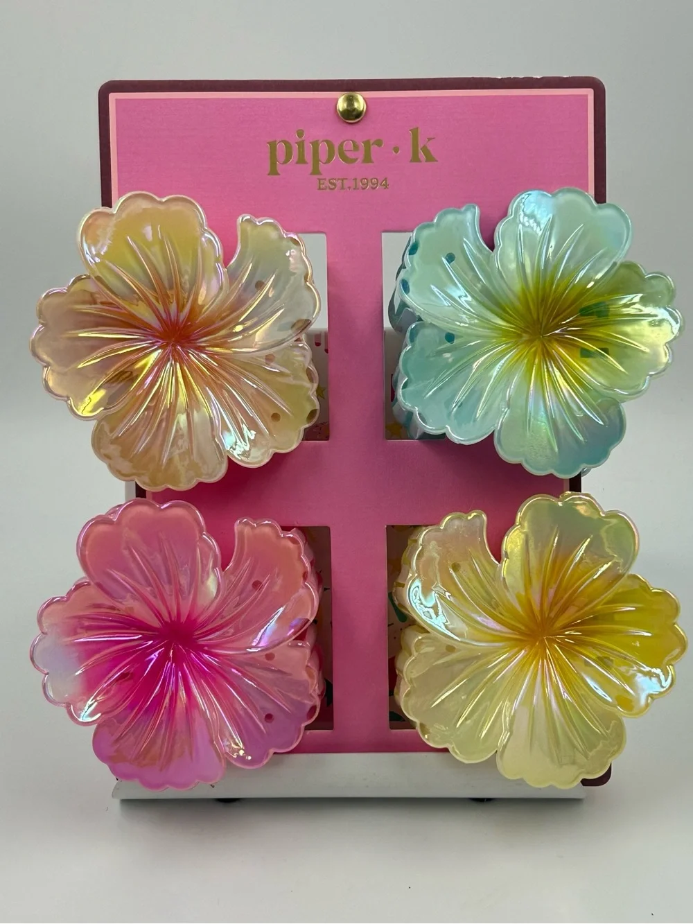 Plumeria flower Hawaii iridescent claw hair clips set of 4 New